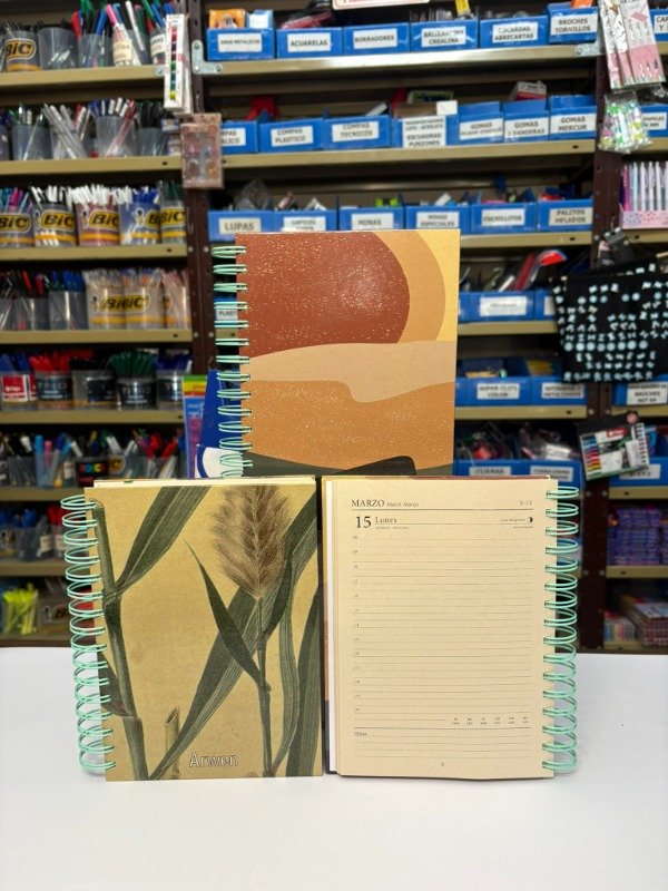 Producto - Agenda Diaria c/espiral R8 15x21cm - Sepia - "Arwen"