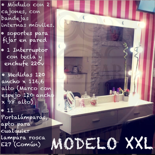 Espejo Hollywood XXL con cajón - Muebles Barba