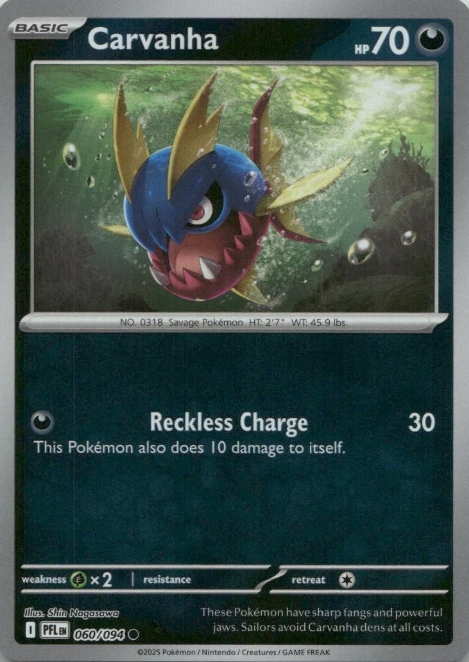 Producto - Carvanha (060/094) Reverse Holo [Mega Evolution: Phantasmal Flames]