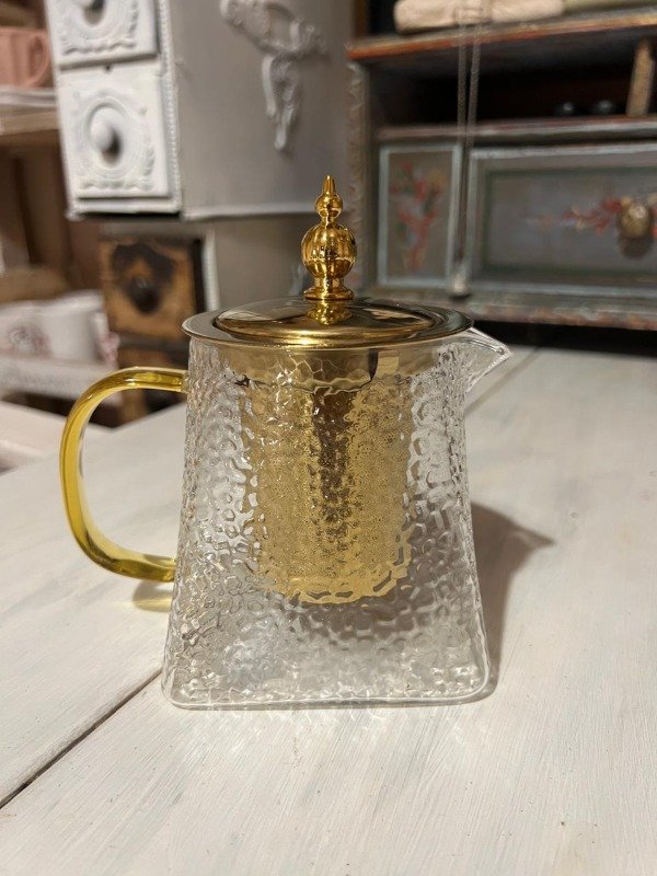 Producto - Tetera dorada vidrio rugoso - 550ml