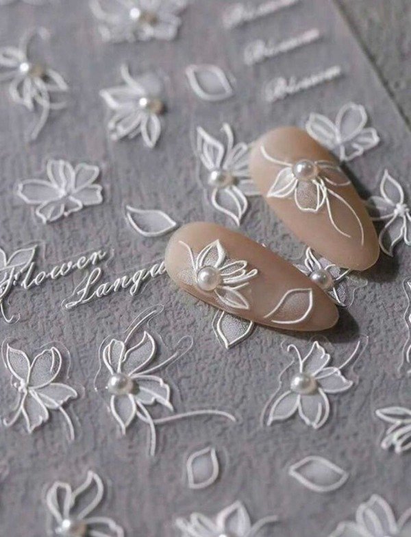 Producto - Sticker flor blanca con perla
