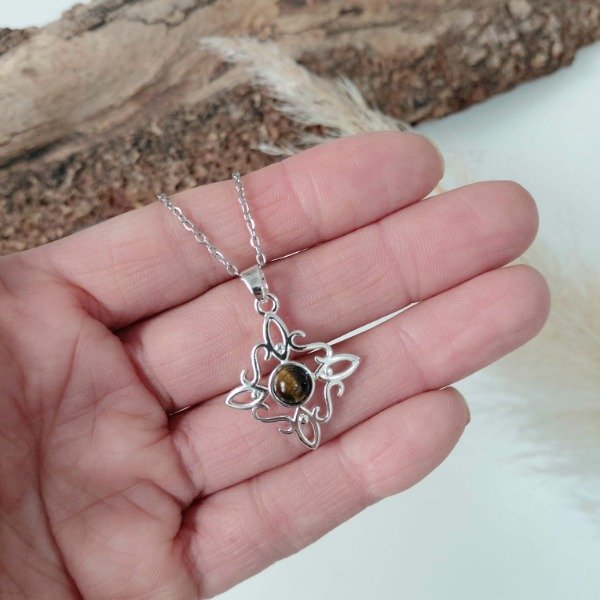 Producto - Collar Nudo de Bruja Ojo de tigre