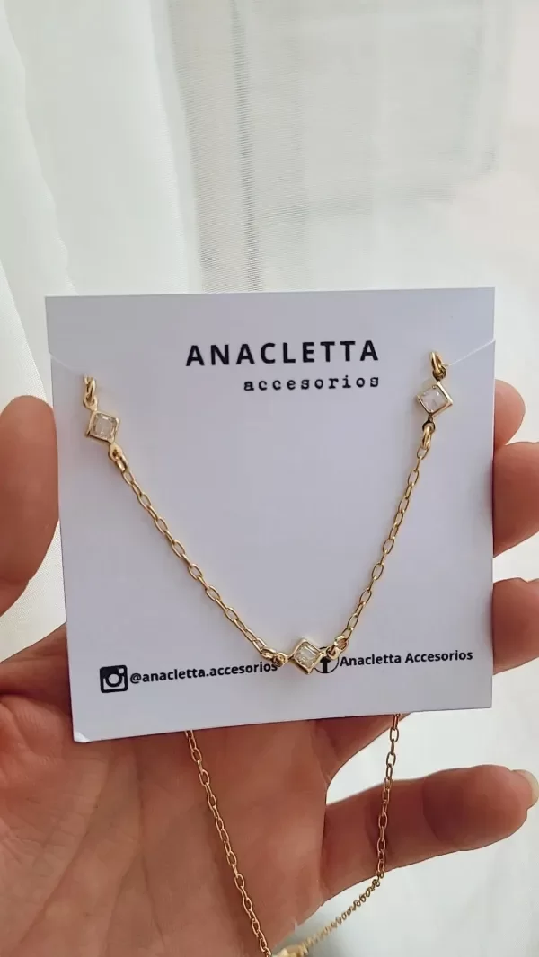 Producto - Gargantilla 5 rombos cúbic - Enchapado en oro