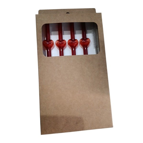 Producto - Sorbetes X4 de vidrio rojo corazon