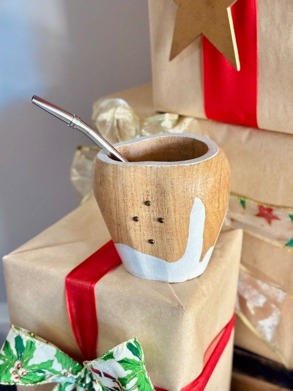 Producto - Mate Ranchero  blanco con bombilla  de acero