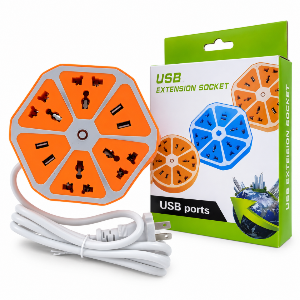 Producto - Prolongador Hexagonal 4 bocas + 4 USB - 0
