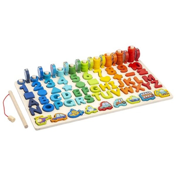 Producto - ENCASTRE CON LETRAS, NÚMEROS, ÁBACO, FORMAS Y PESCA