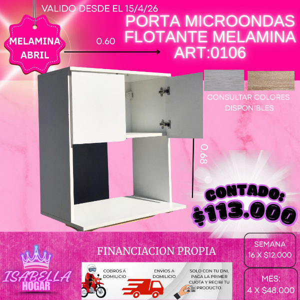 Producto - PORTA MICROONDAS FLOTANTE MELAMINA