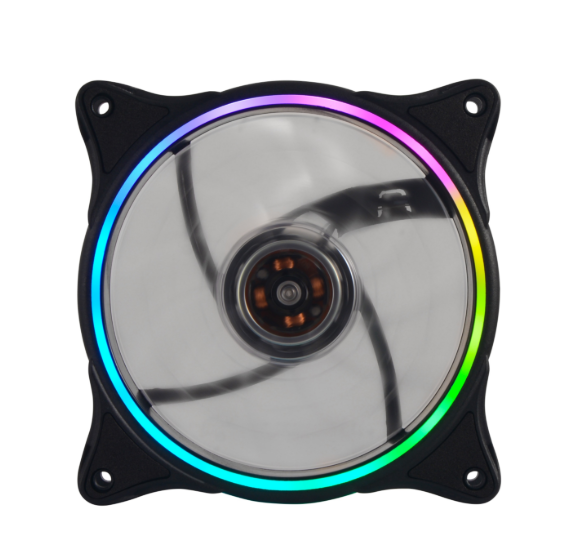 Producto - Cooler 120x120mm -4 pines molex -anillo con iluminacion led RGB -PWM+ARGB -black - 1