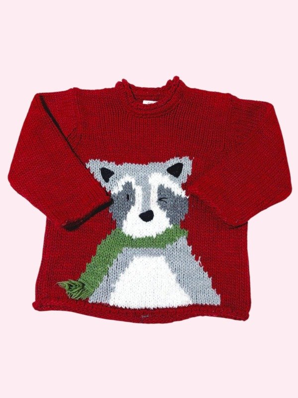Producto - Sweater tejido rojo oscuro con zorrito Zara 18/24 meses