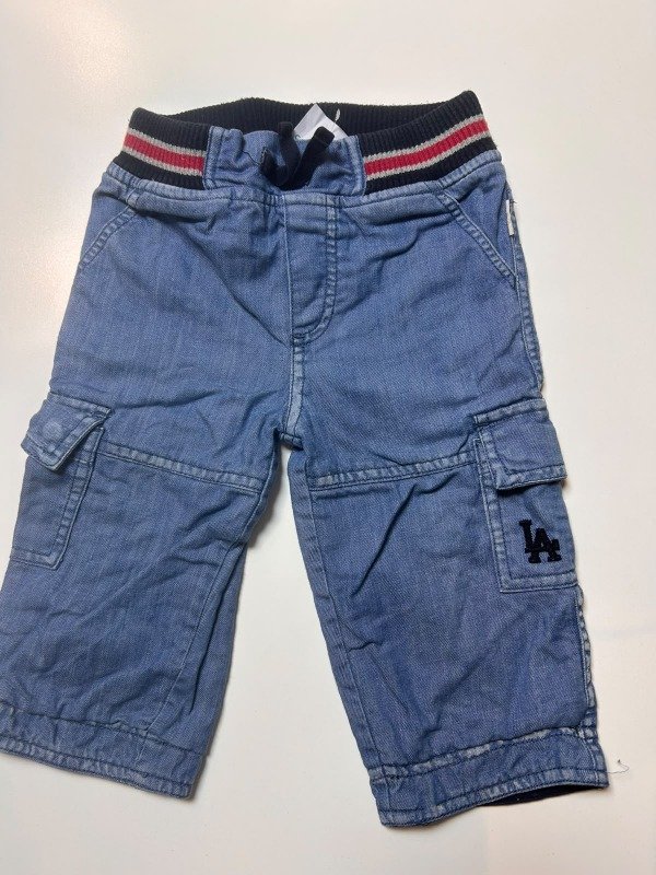 Producto - Pantalon cargo celeste con cintura azul rojo gris Little Akiabara 12 Meses - 1