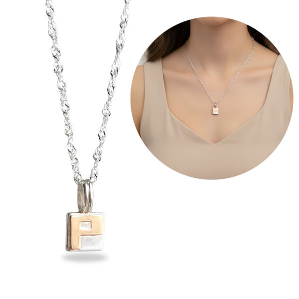 Producto - Cadena Con Dije Inicial P Plata y Oro