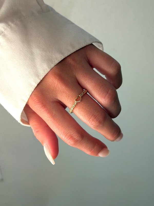 Producto - Anillo dorado cubic corazón - 0
