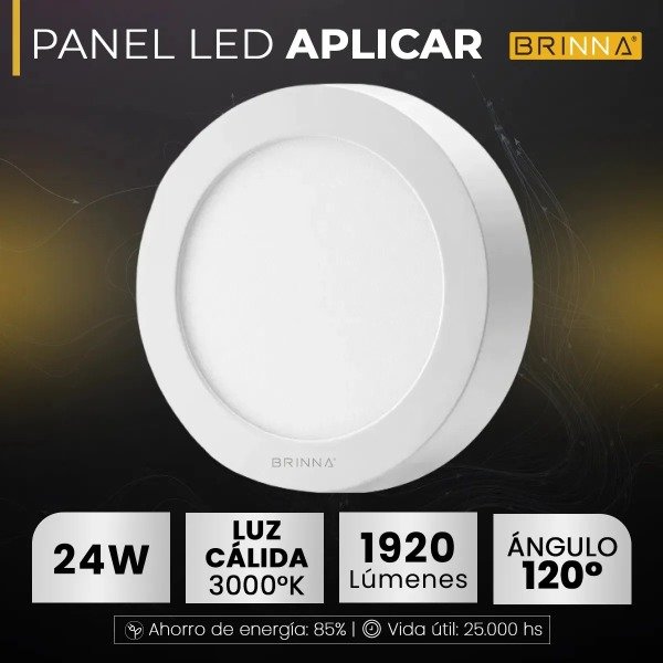 Producto - PLAFON PANEL LED REDONDO APLICAR 24W CALIDO BRINNA - 1