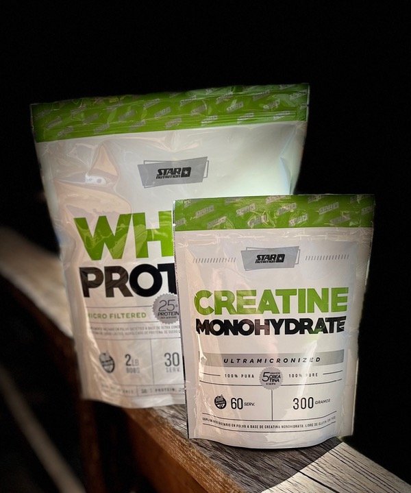 Producto - COMBO CREATINA 300GR doy pack+ PROTEINA 2LBS STAR NUTRITION