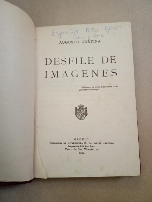 Producto - Desfile de imágenes - Augusto Cortina - 1929 Tapa dura - 1