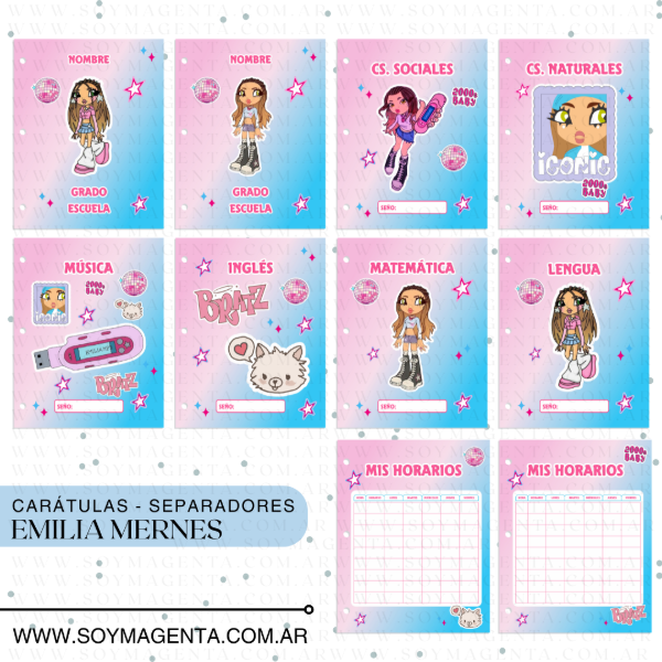 Producto - Carátulas separadores para imprimir Emilia Mernes