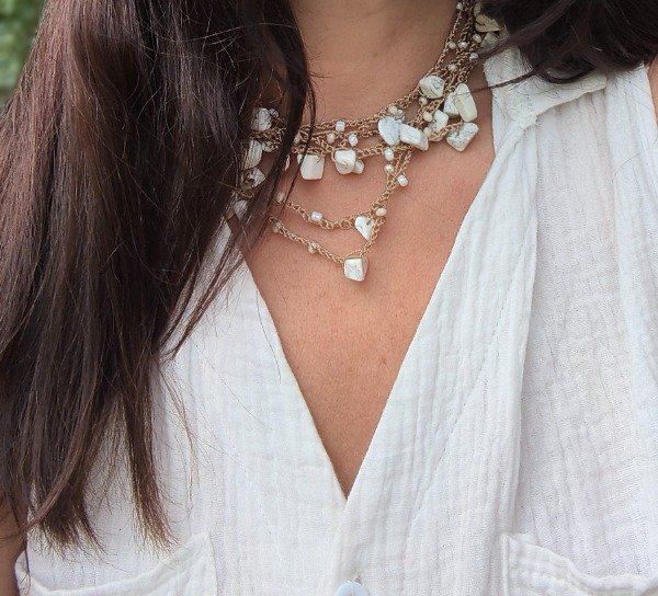 Producto - Collar Ipanema mil vueltas Howlitas blanco