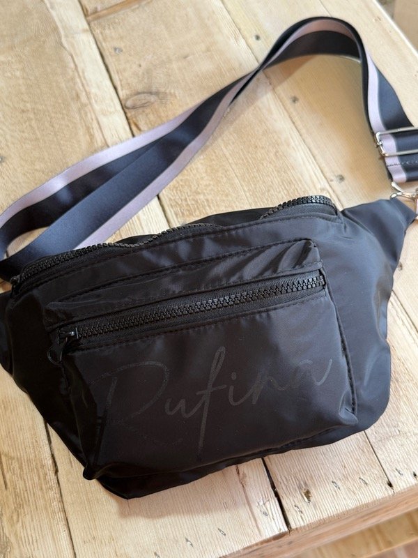 Producto - RIÑONERA ANA tira negro y lila