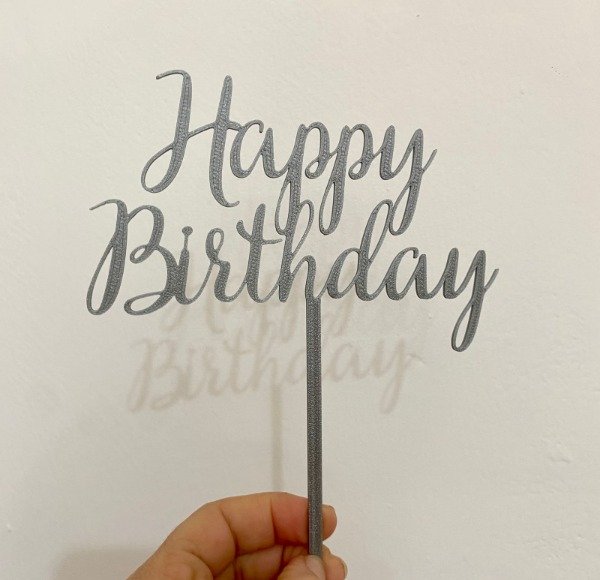 Producto - Cake topper "Happy Birthday" Plateado