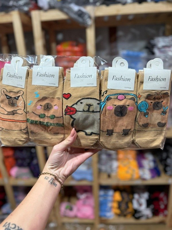 Producto - Docena Soquetes Fashion Capibara Marrón