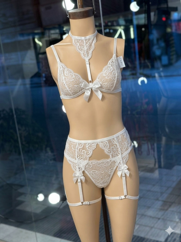 Producto - ART MINA CONJUNTO ERÓTICO CON LIGUERO BLANCO