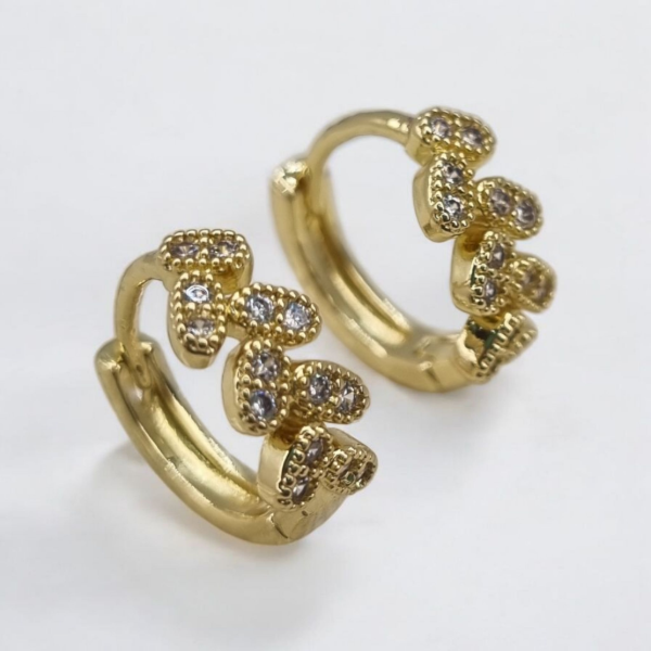 Producto - Aros acero dorado argollita hojitas con strass m2