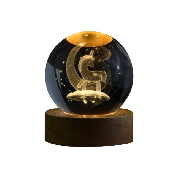 Producto - Esfera Magica Cristal 3d Led Lampara Velador - Unicornio
