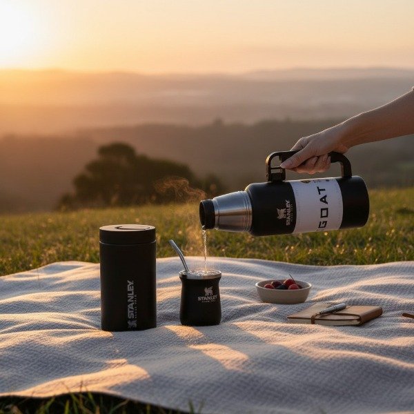 Producto - SET MATERO SIMIL STANLEY GOAT TERMO 1.2L MATE 180ML YERBERA 750ML 12HS CALIENTE