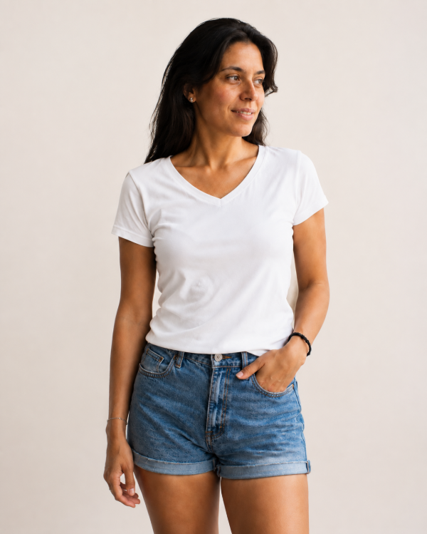 Producto - Remera cuello V blanca - 0