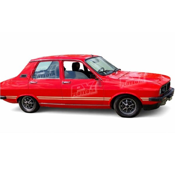Producto - calcos franja para Renault 12 Alpine Rojo bilinea dorada. PLOTEOYA