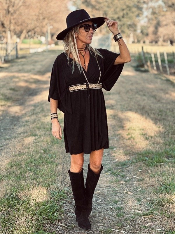 Producto - Vestido kimono negro corto