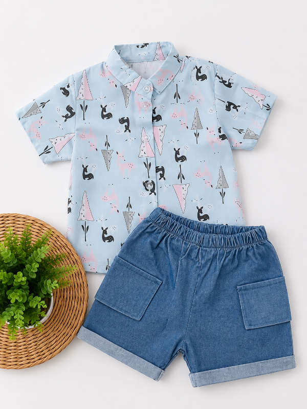 Producto - CONJUNTO ERIC BAMBI VERDE (CAMISA + SHORT)