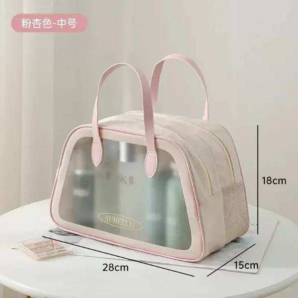 Producto - Portacosméticos grande bolso multiuso color rosa con transparencia