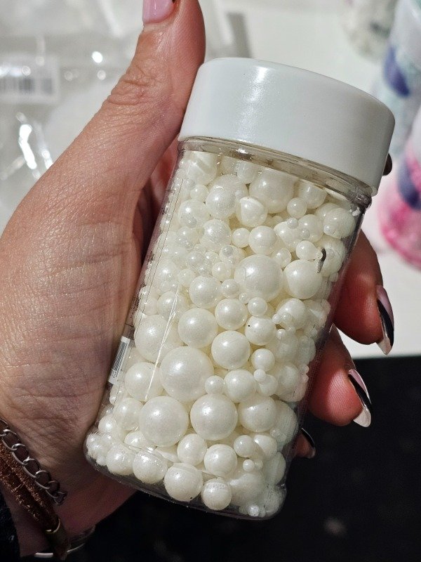 Producto - Perlas blancas tamaño mix 85gr