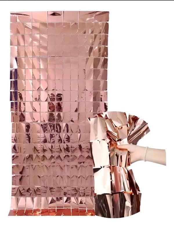Producto - CORTINA METALIZADA ESPEJO 1x2m ROSA GOLD