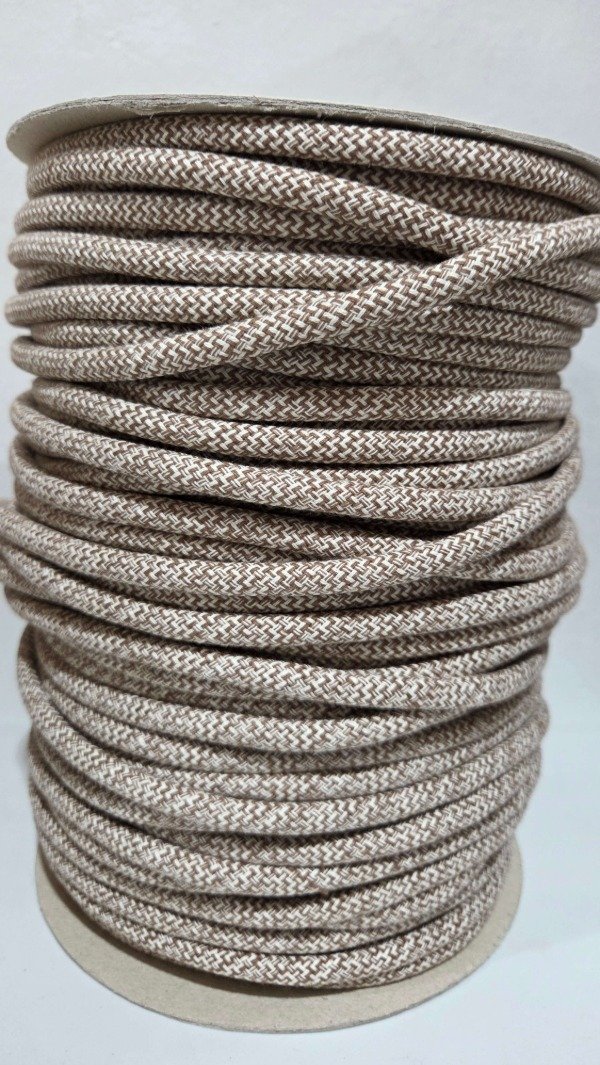Producto - Cordon de algodón trenzado 6mm MELANGE TOSTADO y CRUDO
