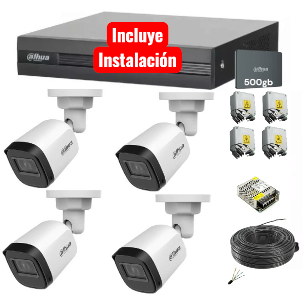 Producto - Kit 4 Camaras de Seguridad 1080p Dahua + Instalacion