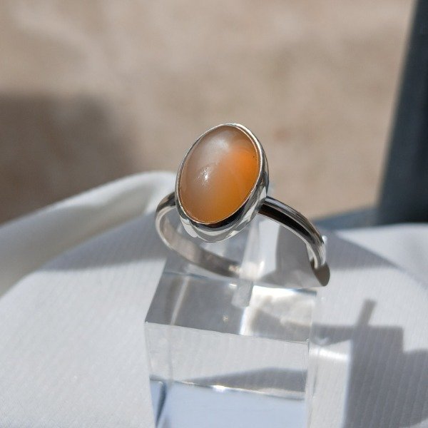 Producto - Anillo Plata 925 con piedra de la luna - Adularia oval - Talle 19,5
