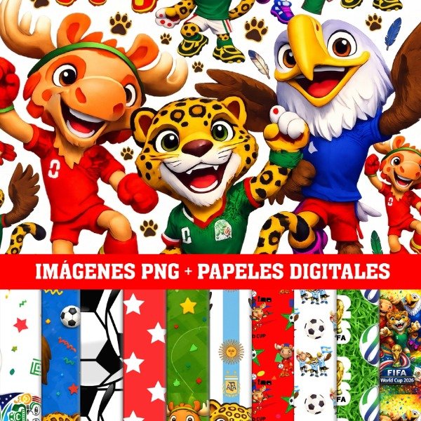 Producto - Kit Digital Clipart Png Papeles Mundial 2026 Mascotas