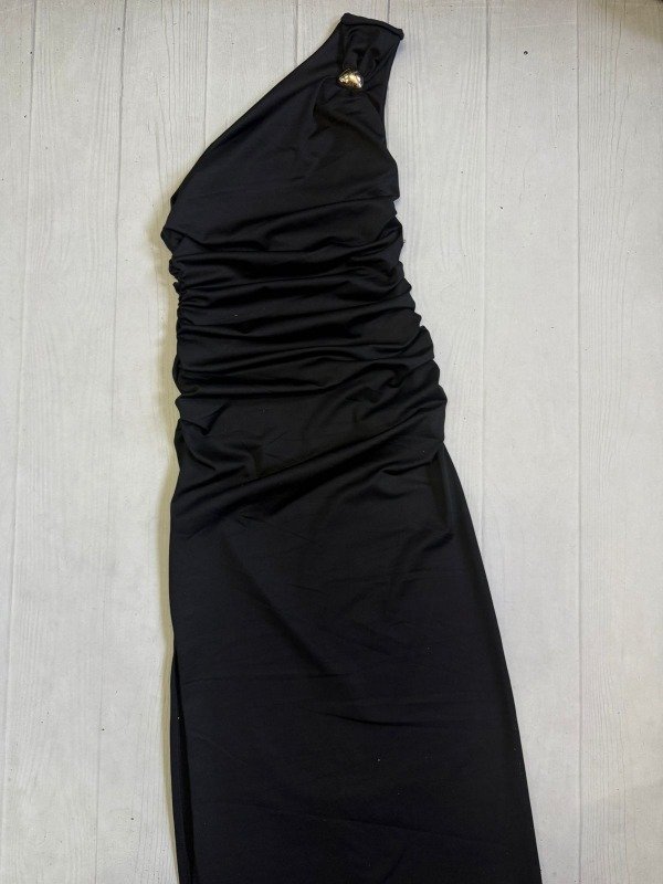 Producto - [8004] Vestido largo 1 hombro ''Gold'' fruncido microfibra