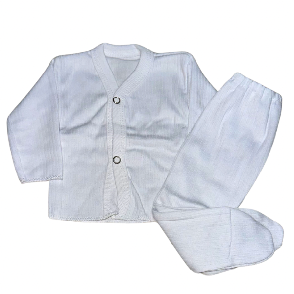 Producto - Batita y ranita blanco acanalado