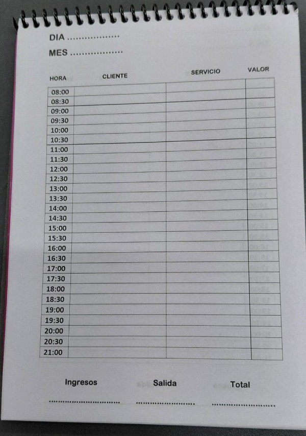 Producto - AGENDA PARA TURNOS TAPA BLANDA TAMAÑO A3