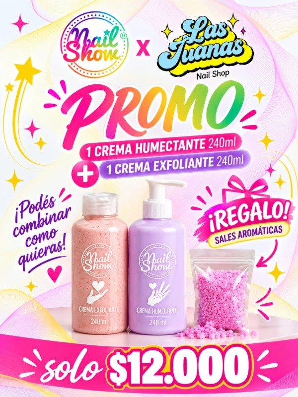 Producto - PROMO Crema Exfoliante 250ml/ Crema Hidratante 250ml /Sales de Regalo Nail Show