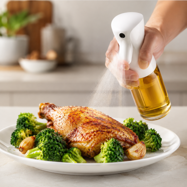 Producto - Aceitero Spray Rociador Aceite Dosificador Vidrio Cocina 200ml Blanco