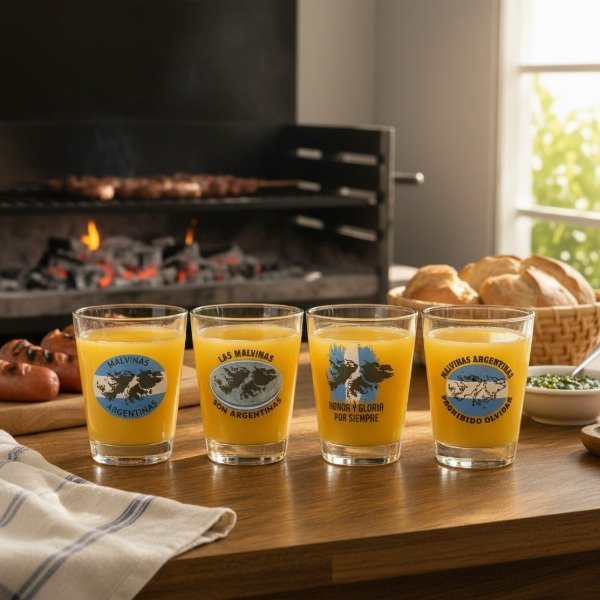 Producto - SET 4 VASOS PAMPA 400 ML VITRIFICADOS MALVINAS ARGENTINAS EN CAJA