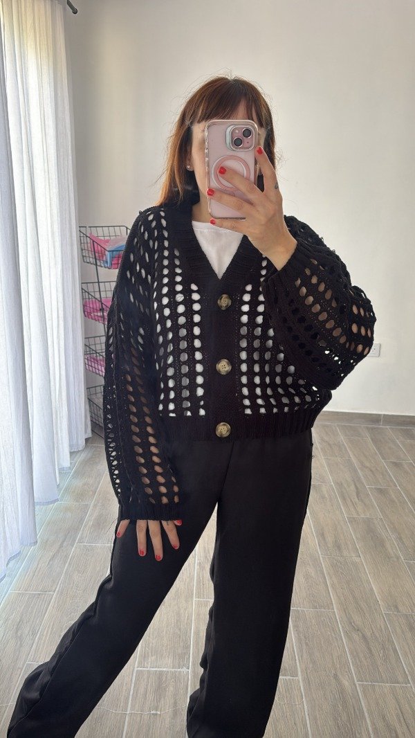 Producto - Saco calado oversize negro