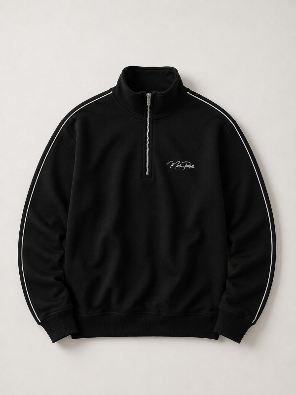 Producto - Buzo Oversize Medio Cierre Negro