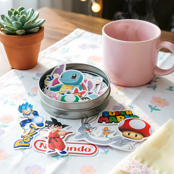 Producto - Lata de stickers Dibujos de los 90 Retro Grande