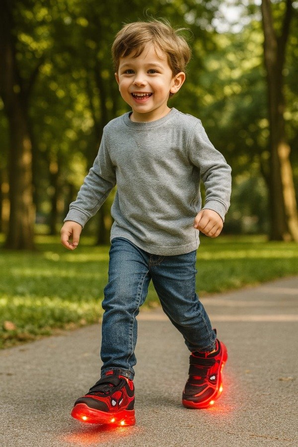 Producto - SPIDERMAN ROJO Y NEGRO CON LUZ AL PISAR (T.28-35)